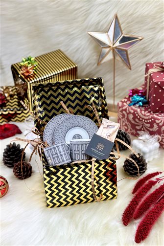 Mozaik Desen Gri Hediye Paketli 2'li Fincan Takımı