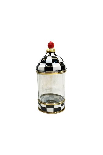 Checkered Black 35cm Glass Jar