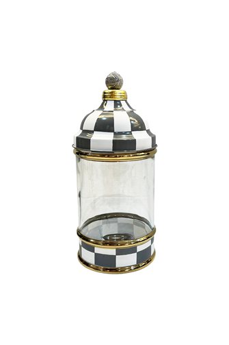 Checkered Gray 35cm Glass Jar