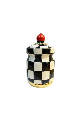 Checkered Black 20cm Ceramic Jar