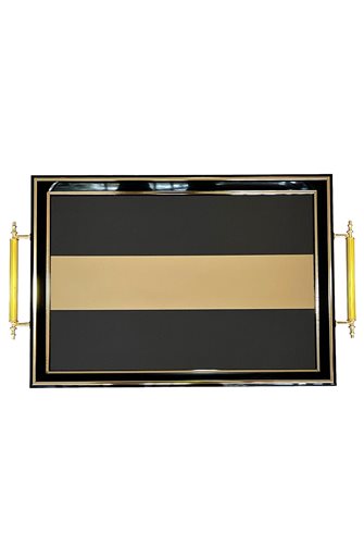 Vave Black Black Gold Pattern Decorative Tray