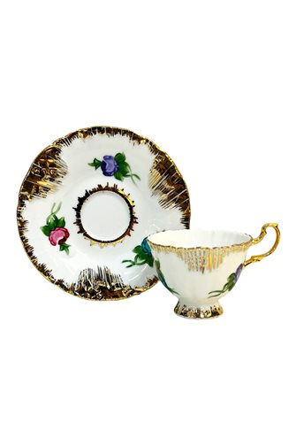 El Boyaması Hibiskus Desen 6'lı Fincan Takımı