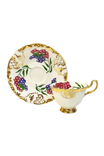 El Boyaması Sümbül Desen 6'lı Fincan Takımı