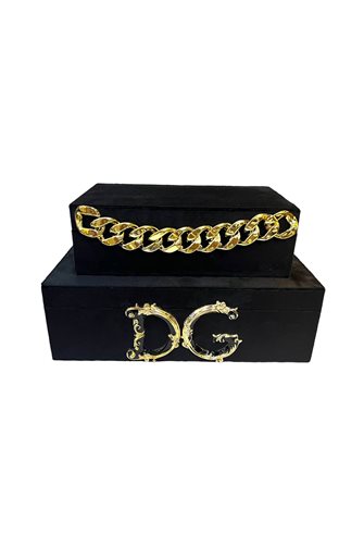 Decorative DG Pattern Black 2-Pack Velvet Box
