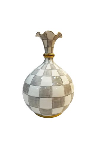 Checkered Grey 26cm Hyacinth Vase