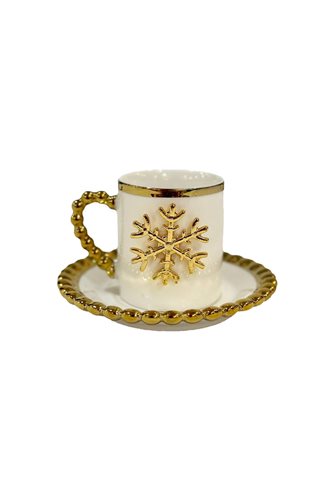 Snowflake Figured Beaded Single Coffee Cup Set