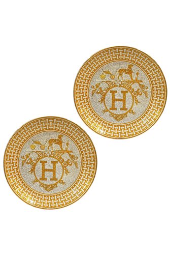 Mosaic Pattern Orange 2 Pieces Serving Plate