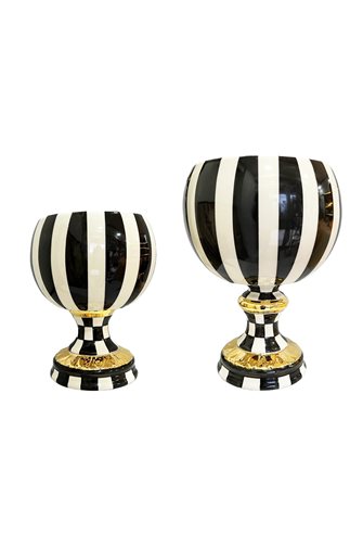 Checkered Black 2-Piece Ball Goblet Vase