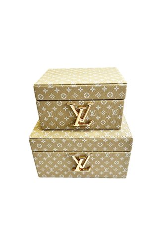 Decorative LV Pattern Beige 2-Pack Leather Box