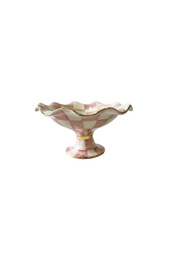 Damalı Pembe 18cm Kase ve Çerezlik