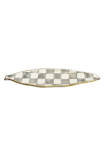 Checkered Gray Leaf Plate