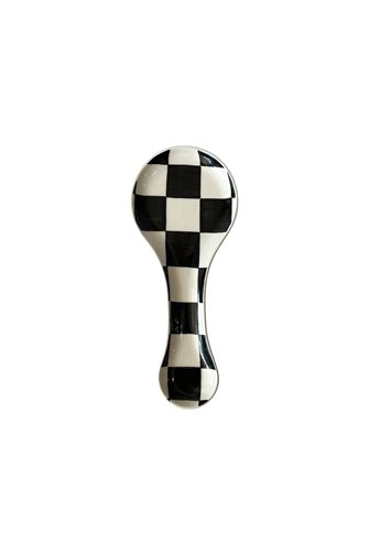 Checkered Black 24cm Spoon Holder