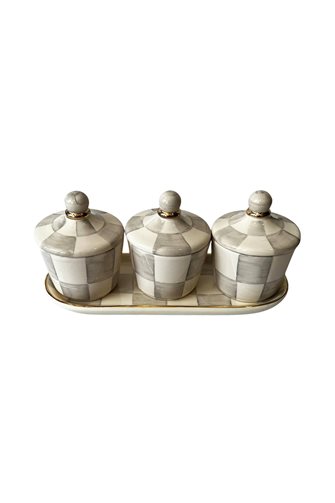 Checkered Gray 3-Piece Spice Set