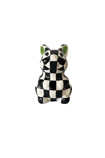 Checkered Black 14cm Decorative Rabbit