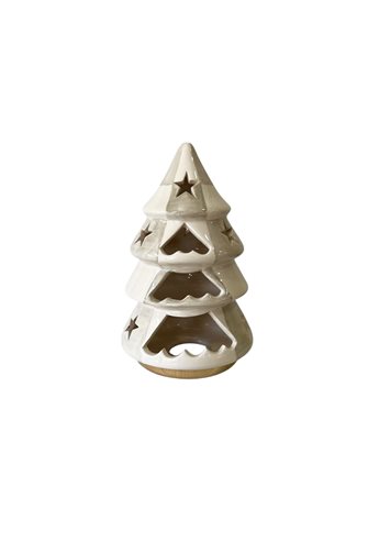 Checkered Gray Star Pine Tree Candle Holder