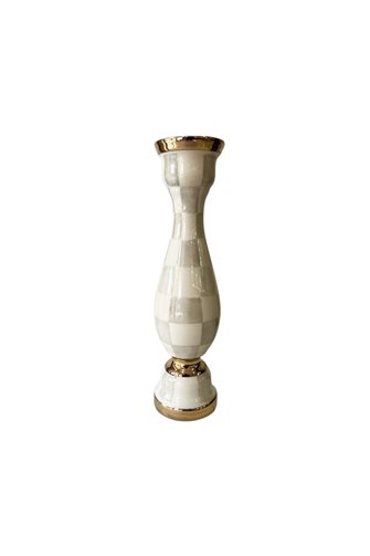 Damalı Gri 24cm Seramik Şamdan