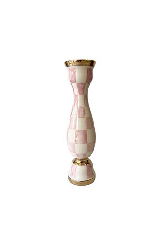 Damalı Pembe 24cm Seramik Şamdan