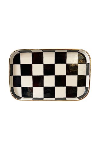 Checkered Black Rectangular Presentation Tray