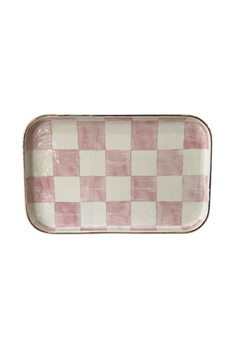 Checkered Pink Rectangular Presentation Tray