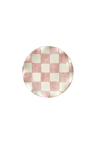 Damalı Pembe 6'lı Pasta Tabağı
