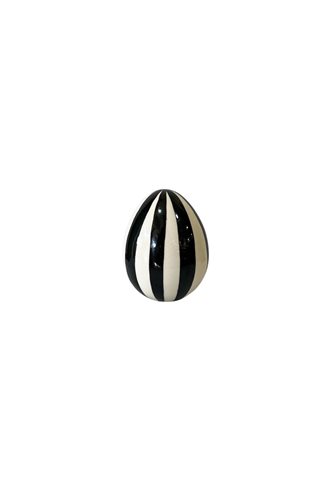 Checkered Striped Black 10cm Decorative Egg