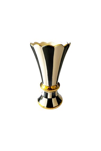 Damalı Siyah 22cm Demet Vazo
