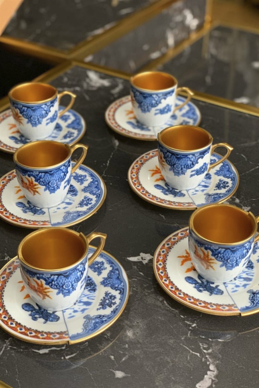 İki Desenli 6�lı Kahve Fincanı
