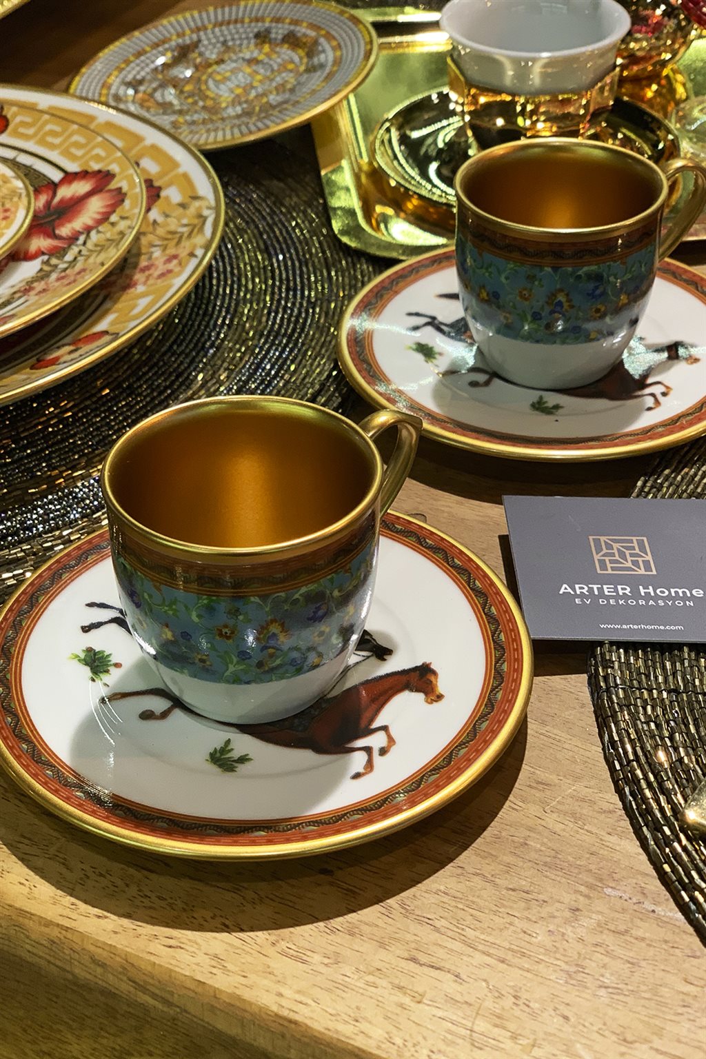 At Desenli 6�lı Kahve Fincanı