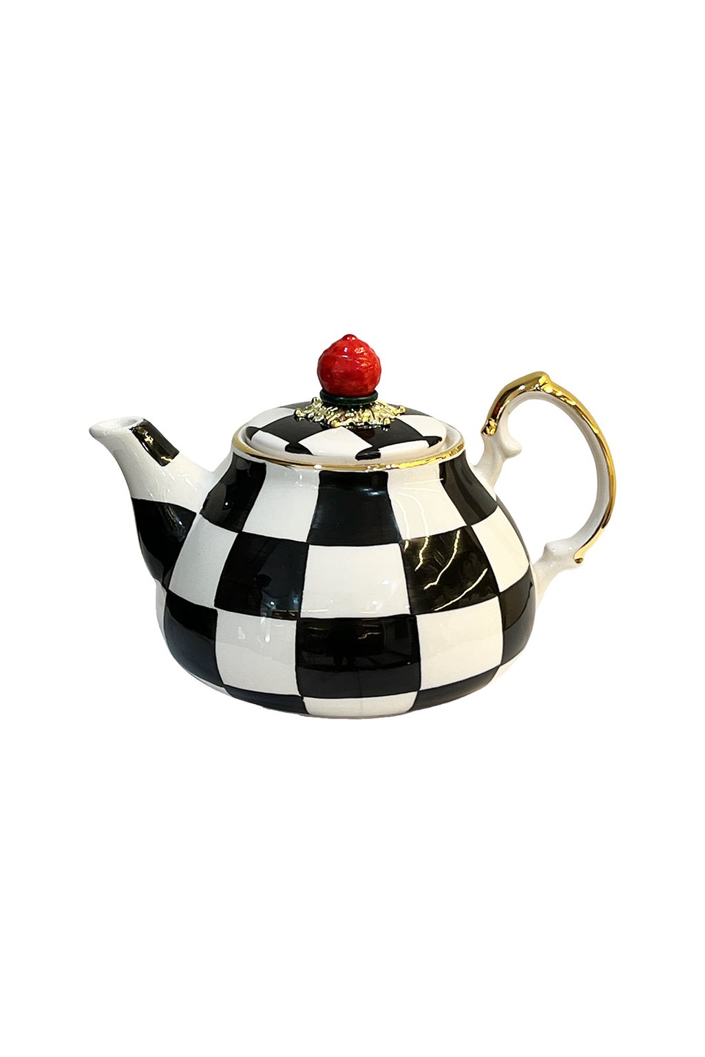 Checkered Black Chubby Teapot