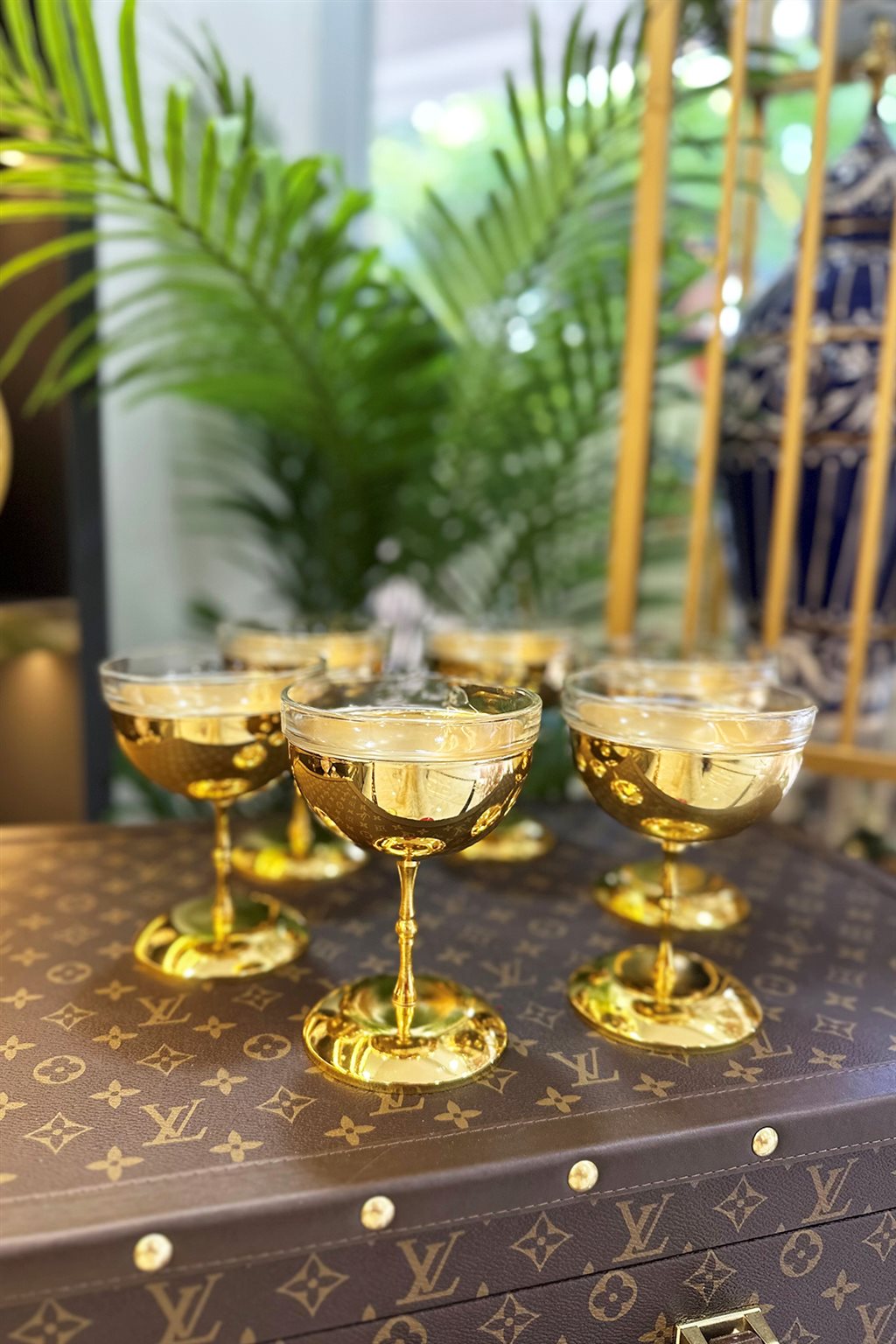 Single Gold Footed Glass Cup & Ice Cream Holder