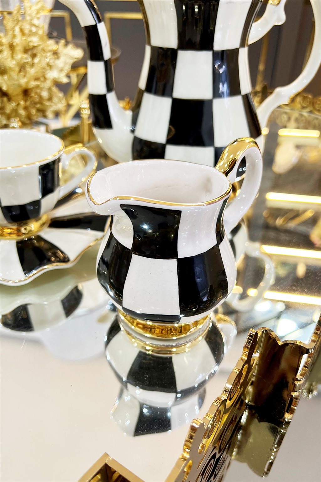 Checkered Black Milk Jug