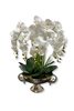 Yapay Islak Orkide Kulplu Kadeh Saksı Aranjmanı - Gümüş