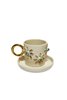Evil Eye Beaded Flower Figured Single Coffee Cup Set
