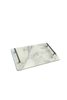 Natural Marble Rectangle Silver Metal Handle Tray