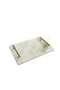 Natural Marble Rectangle Gold Metal Handle Tray