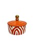 Ceramic Zebra Pattern Orange Sugar Bowl / Turkish Delight Holder