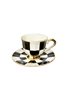 Checkered Black Gold Footed Single Teacup Set