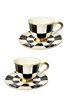 Checkered Black Gold Leg Set of 2 Tea Cups