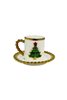 Pine Tree Figured Beaded Single Coffee Cup Set