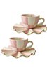 Checkered Pink Set of 2 Teacups