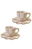 Checkered Pink Set of 2 Cups