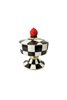 Checkered Black Round Footed Sugar Bowl